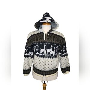 Vintage Wool Tejidos Ruminahui Alpaca Zip-up Hoodie Sweater Jacket Size S